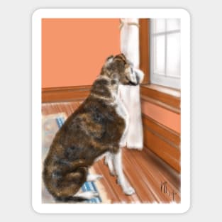 Boxer Dog looking out the Window Sticker